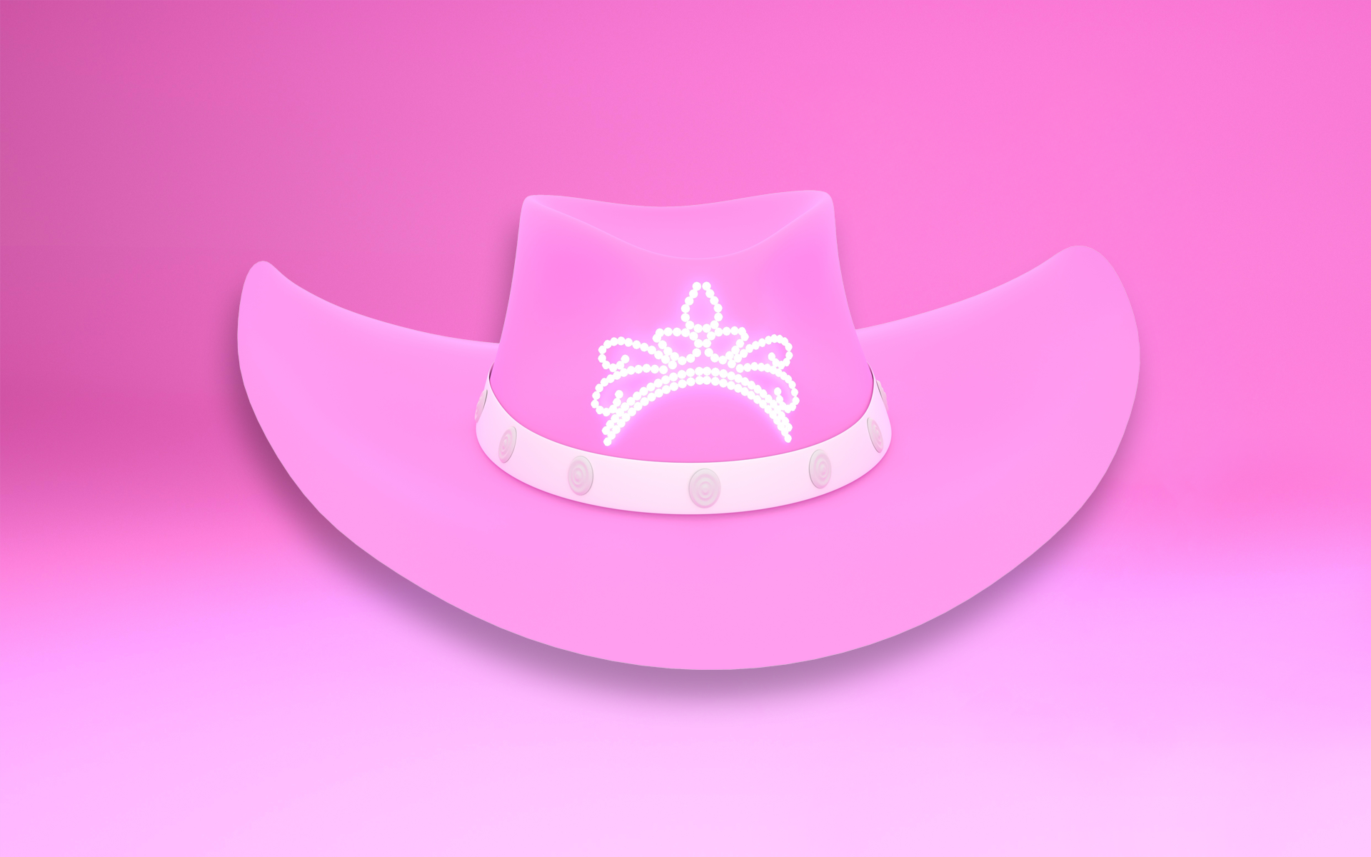 A pink cowboy hat with a tiara on it against a pink background for a Meltwater social listening blog about Chappell Roan.