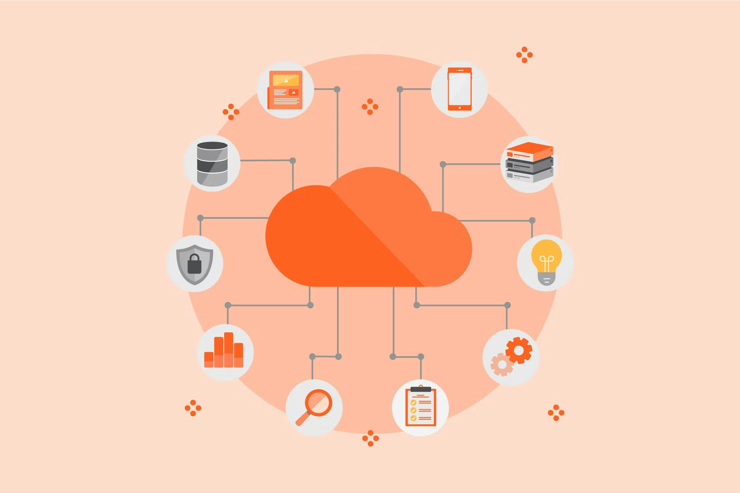 un nuage avec des applications autour