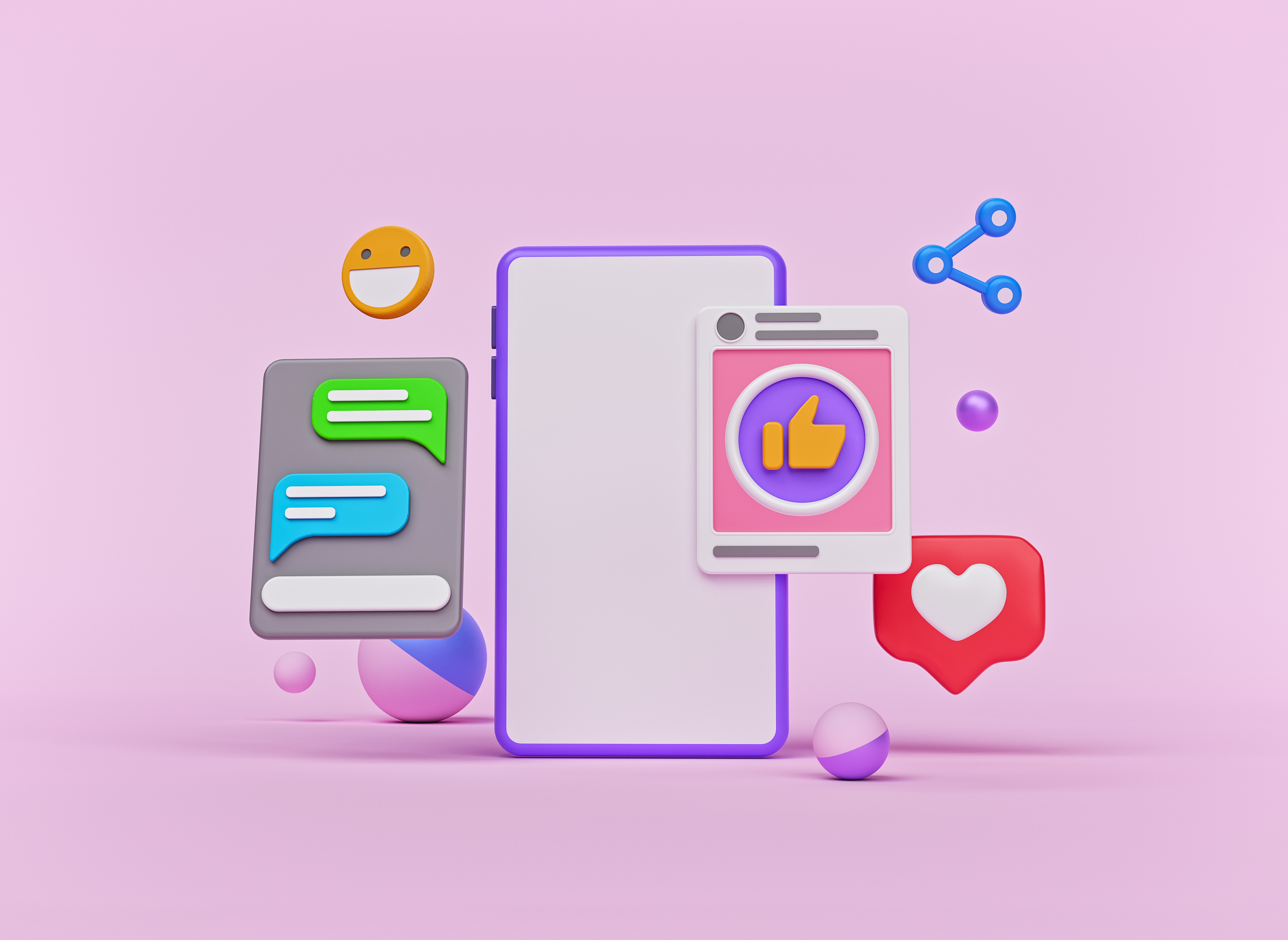 Téléphone sur fond rose avec des applciations