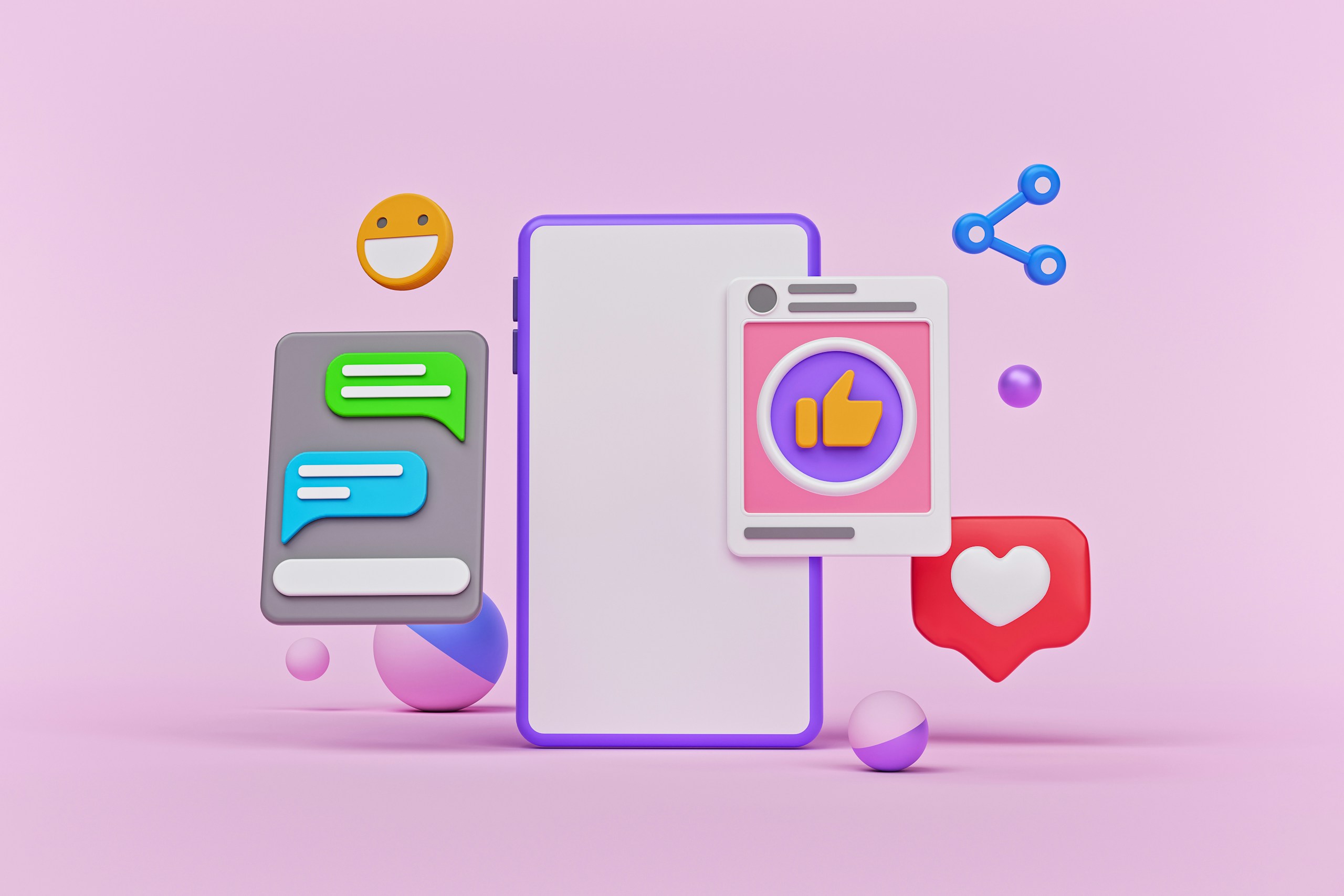Téléphone sur fond rose avec des applciations