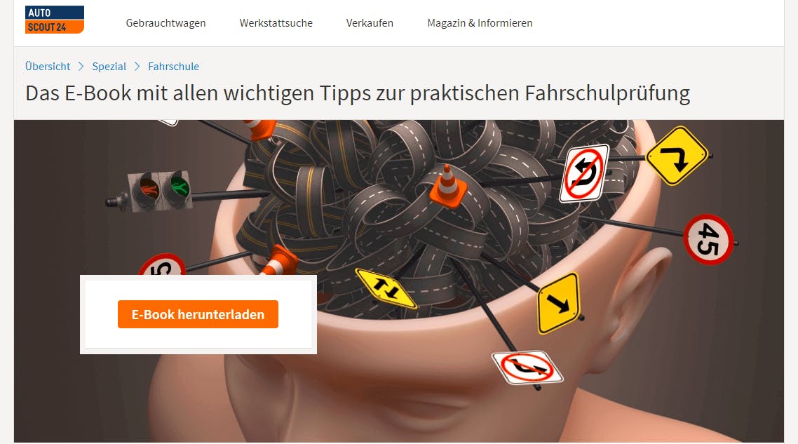 Landingpage des E-Book-Guides von Autoscout24