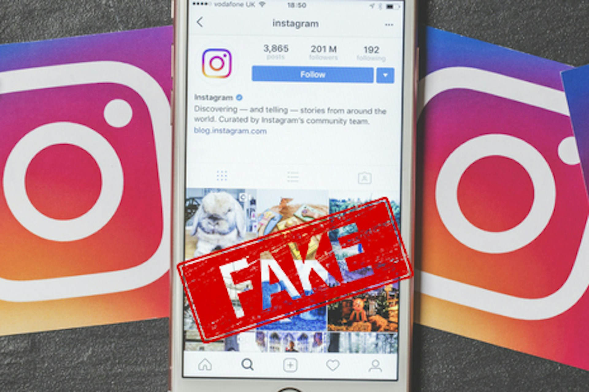 Fake Stempel auf Instagram Screen auf iPhone