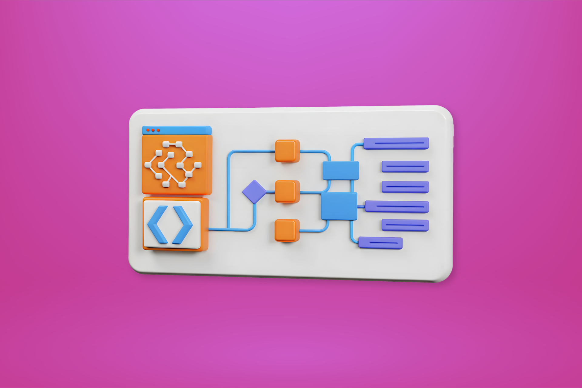 illustration of a multi-phase workflow representing building a social media workflow