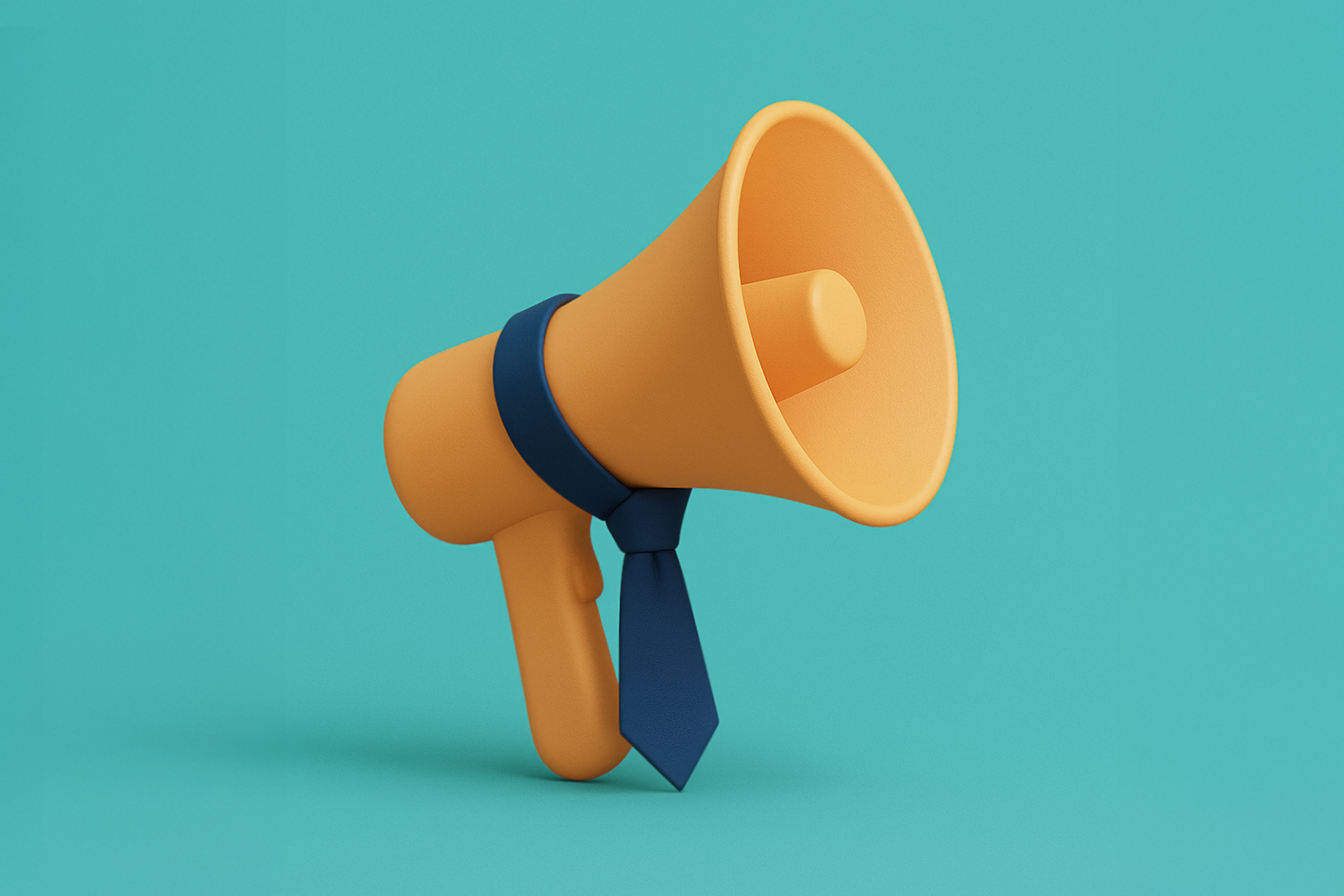 Illustration eines Megaphons mit Krawatte, das die Frage beantwortet, was Unternehmens-PR ist.