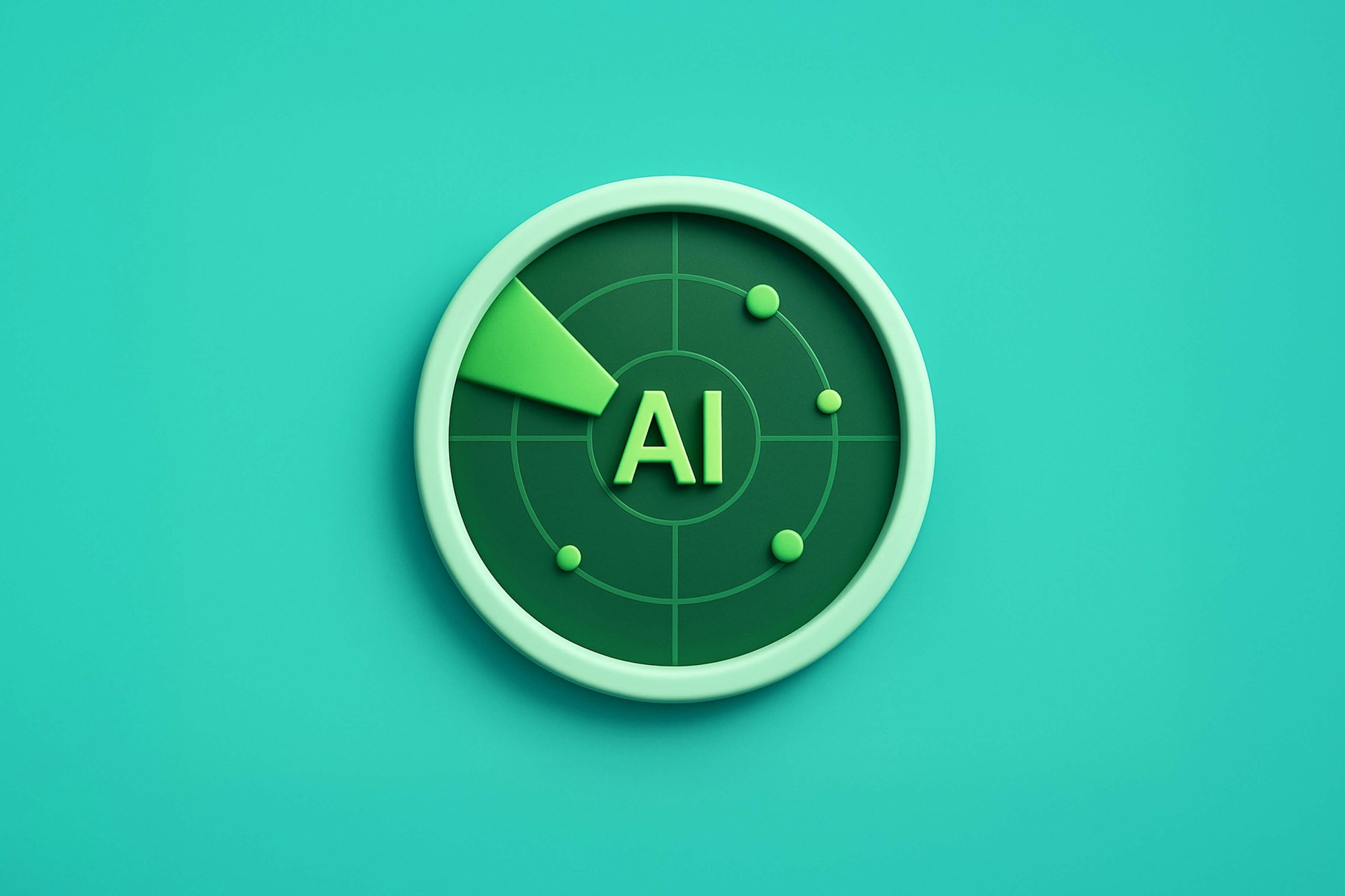 illustration of a radar screen with AI at the center representing AI brand monitoring