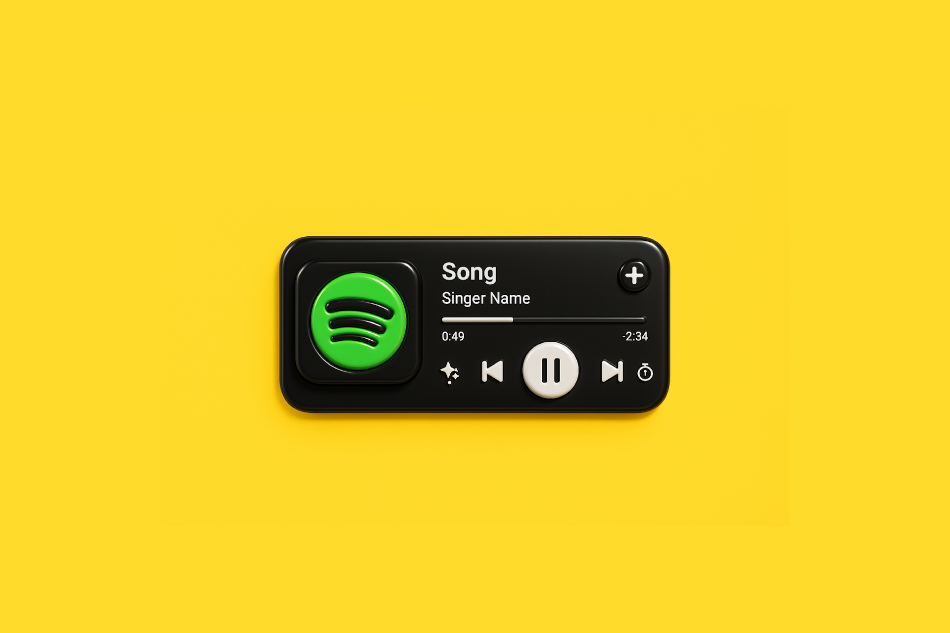 A spotify player window against a yellow background