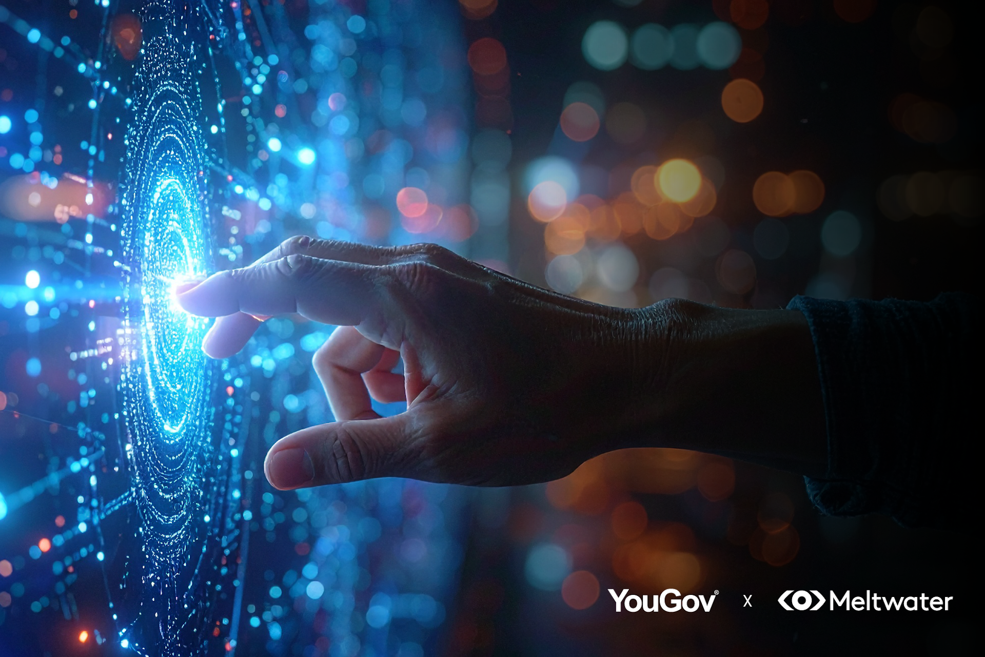 A hand touching an interactive computer screen