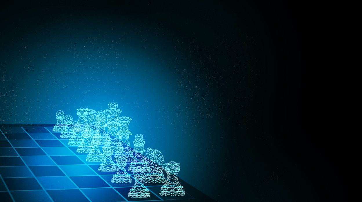 Image of an amazing chess board game in blue