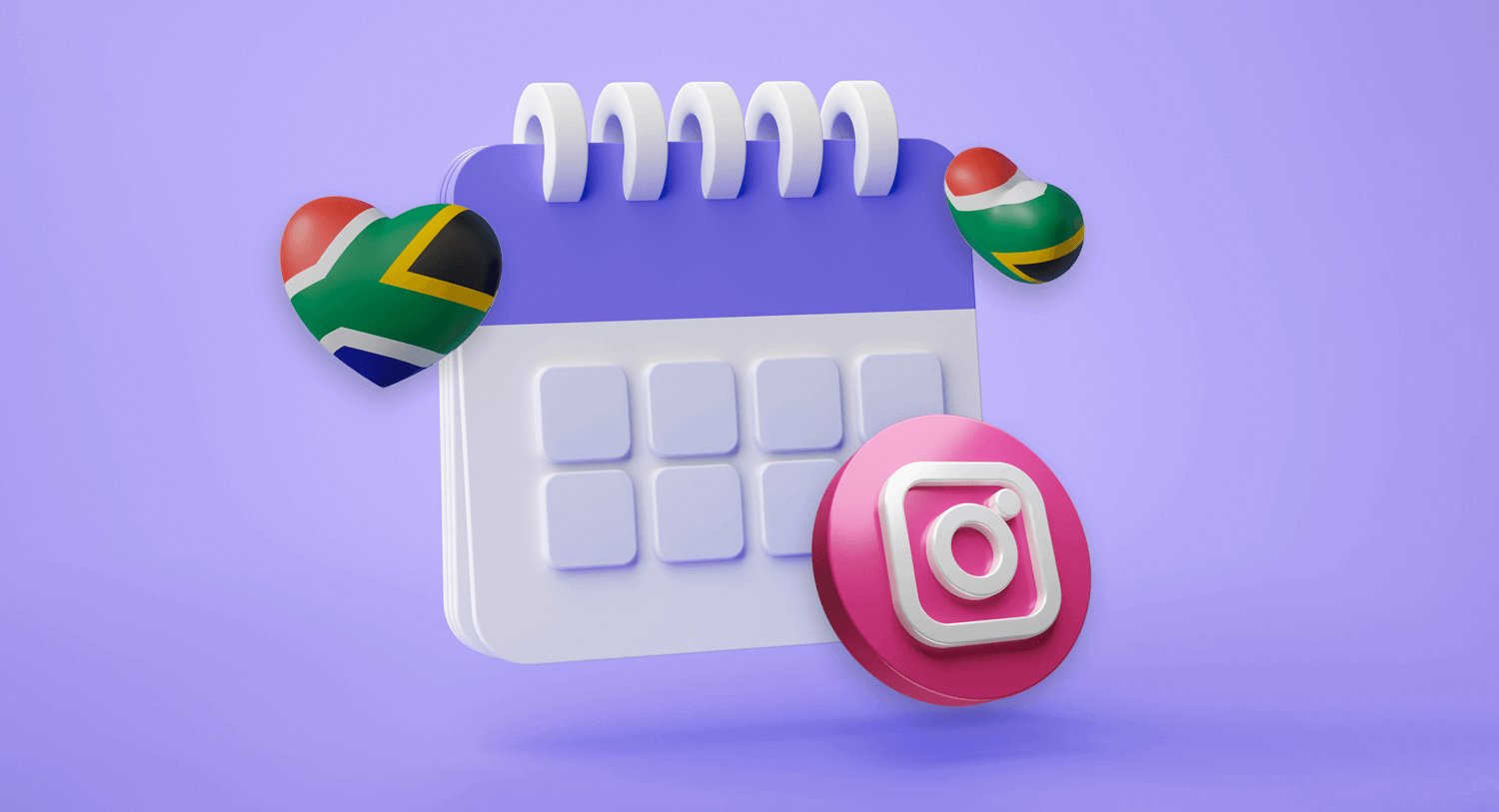 3D illustration of a calendar with an Instagram icon as the title image of our blog about the best time to post on Instagram in South Africa