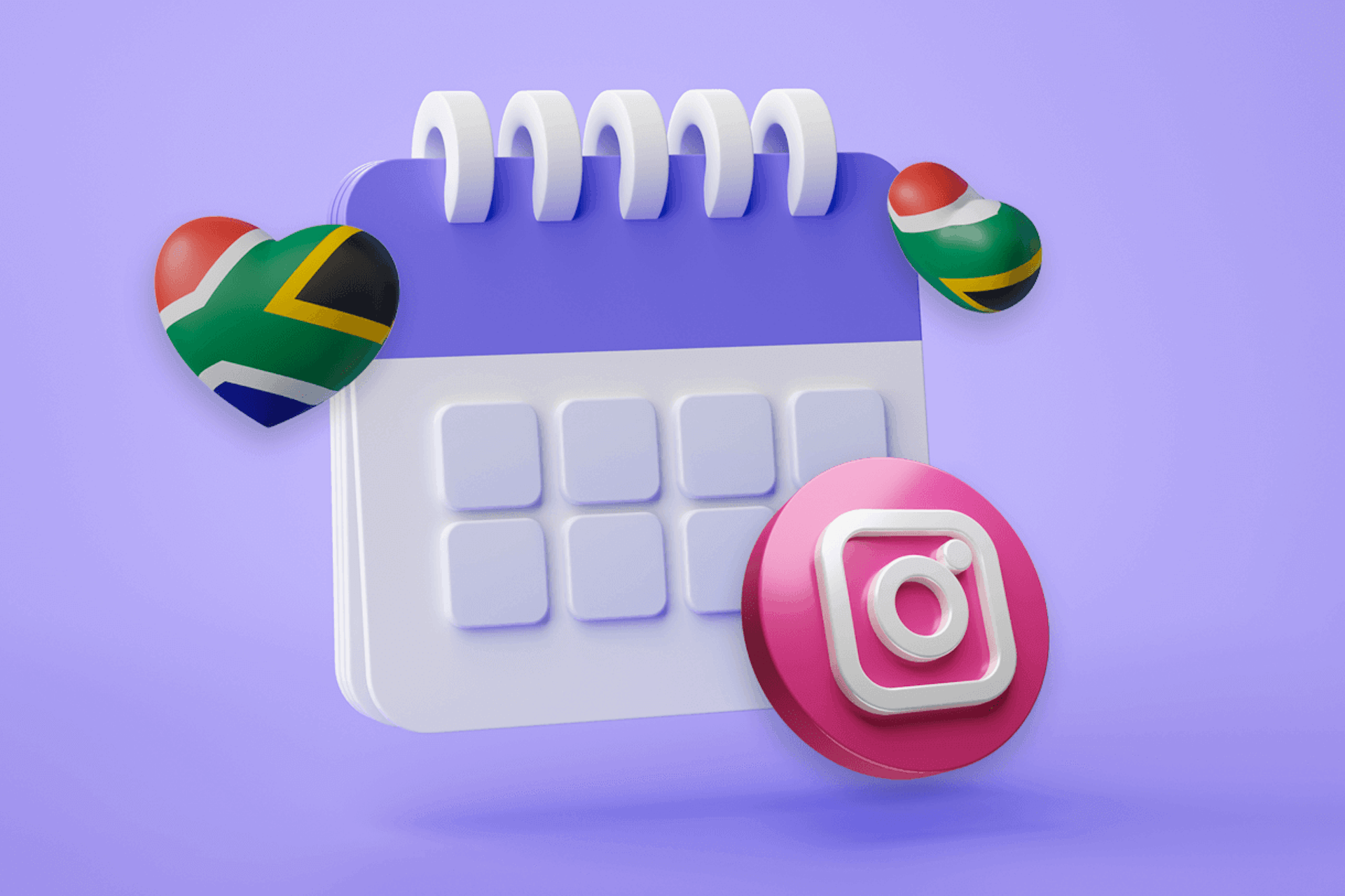 3D illustration of a calendar with an Instagram icon as the title image of our blog about the best time to post on Instagram in South Africa
