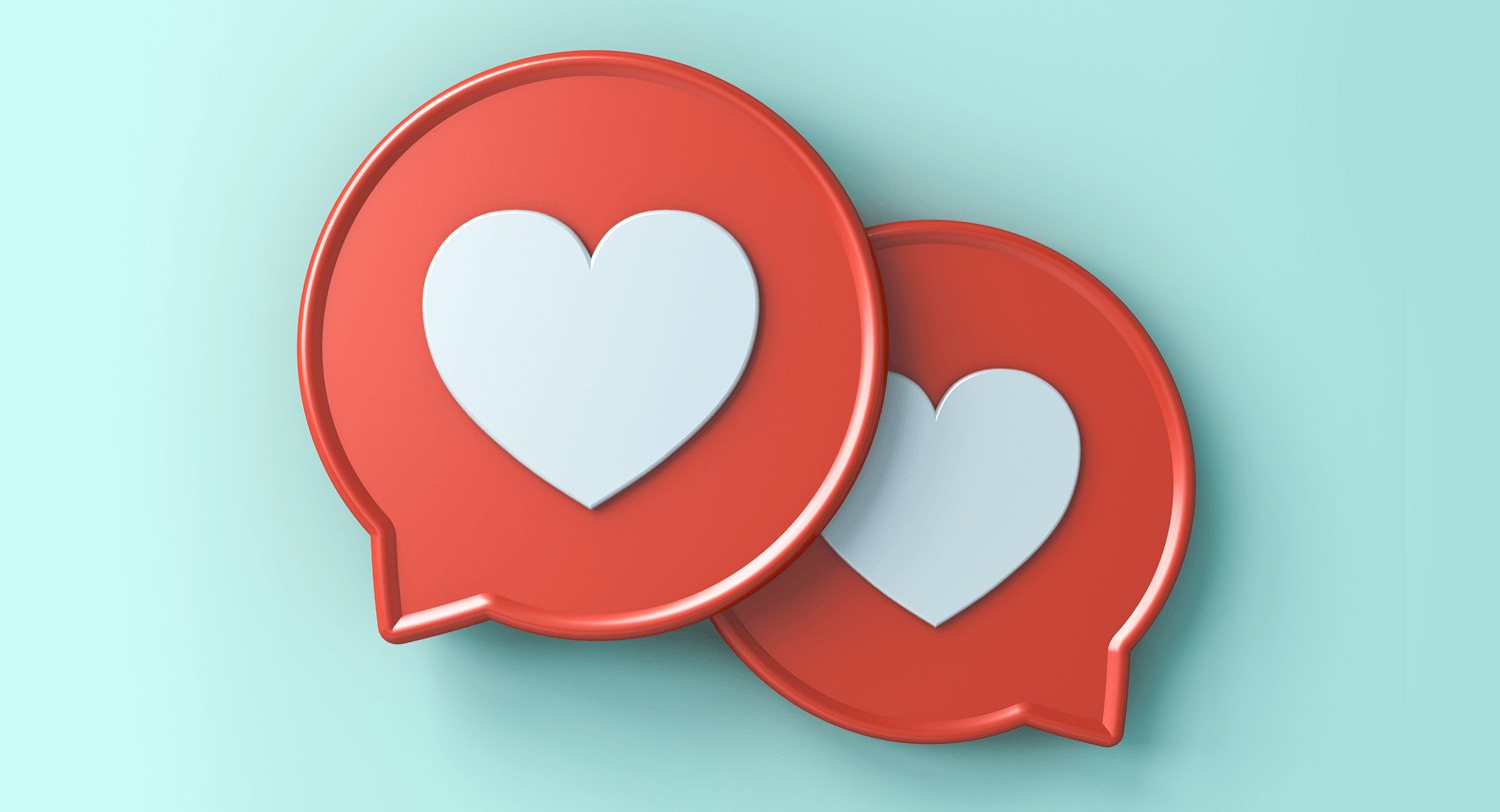 Illustration showing two large social media like symbols on a pale blue background. Top 10 Instagram couples influencers blog post.