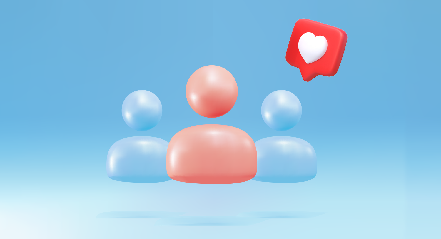 3D-Illustration von Influencer-Symbolen mit einem Like zur Darstellung des Influencer-Managements