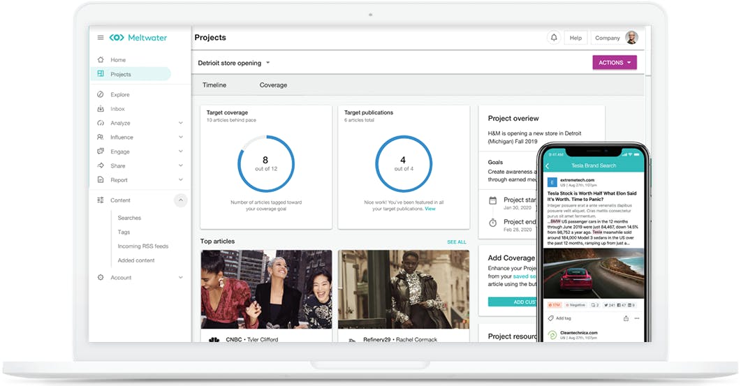 Meltwater Projects Screenshot