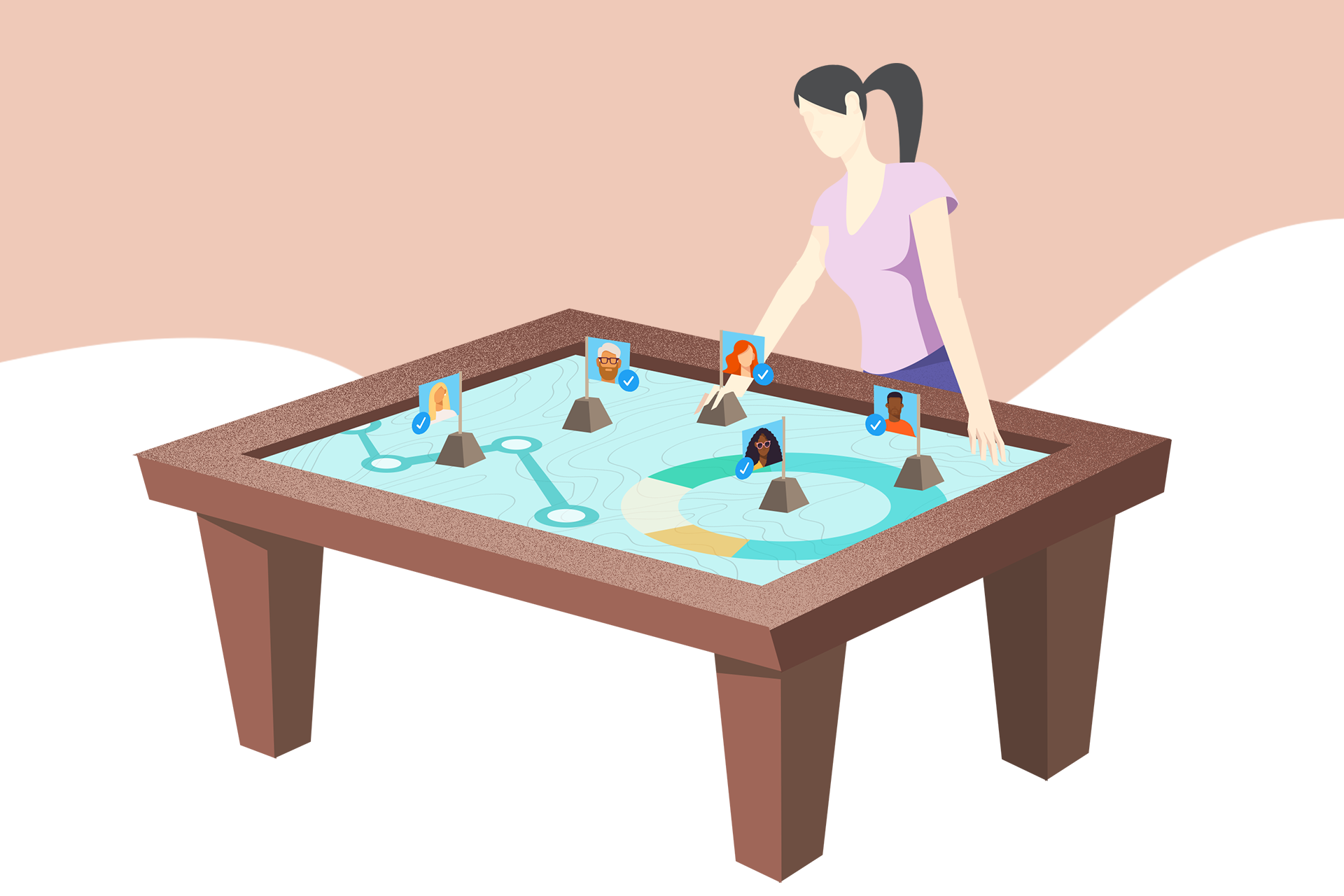 Illustration of a woman standing in front of a planning board