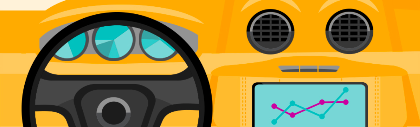 Illustration of a car dashboard on a yellow background