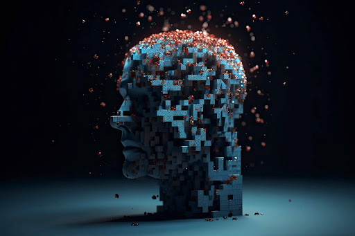 An image of a face being digitalised