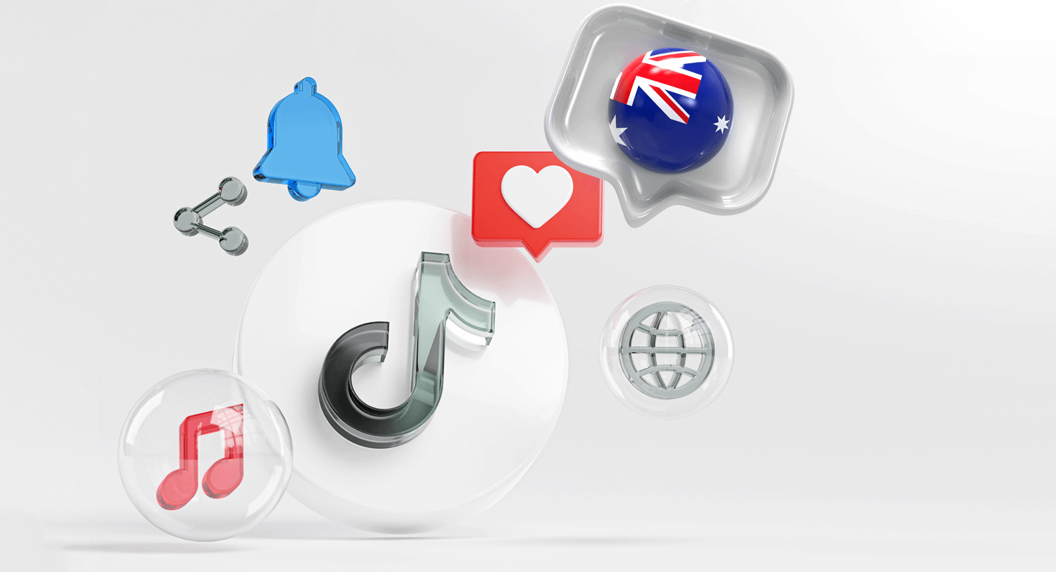 3D illustration of a TikTok logo and the Australian flag for our blog listing the top Australian TikTokers