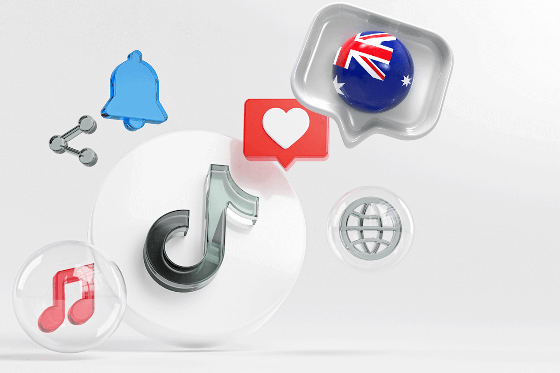 3D illustration of a TikTok logo and the Australian flag for our blog listing the top Australian TikTokers