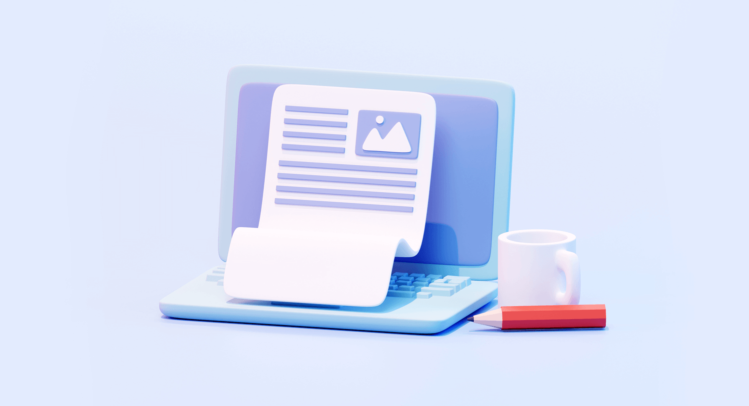 3D Illustration of a laptop with a blogger outreach campaign brief
