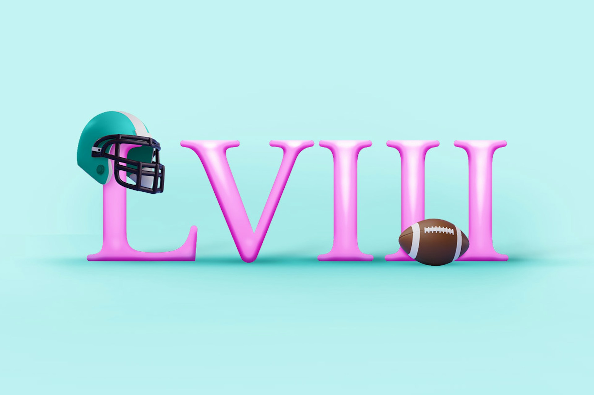 A football helmet and a football appear with the letters LVIII in pink for a Meltwater data analysis blog about the NFL's 2024 championship game.
