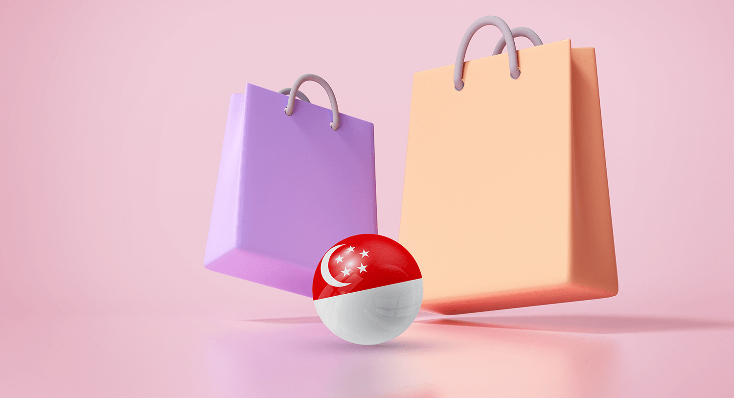 3D image of shopping bags with the Singaporean flag showcasing the top fashion influencers in Singapore