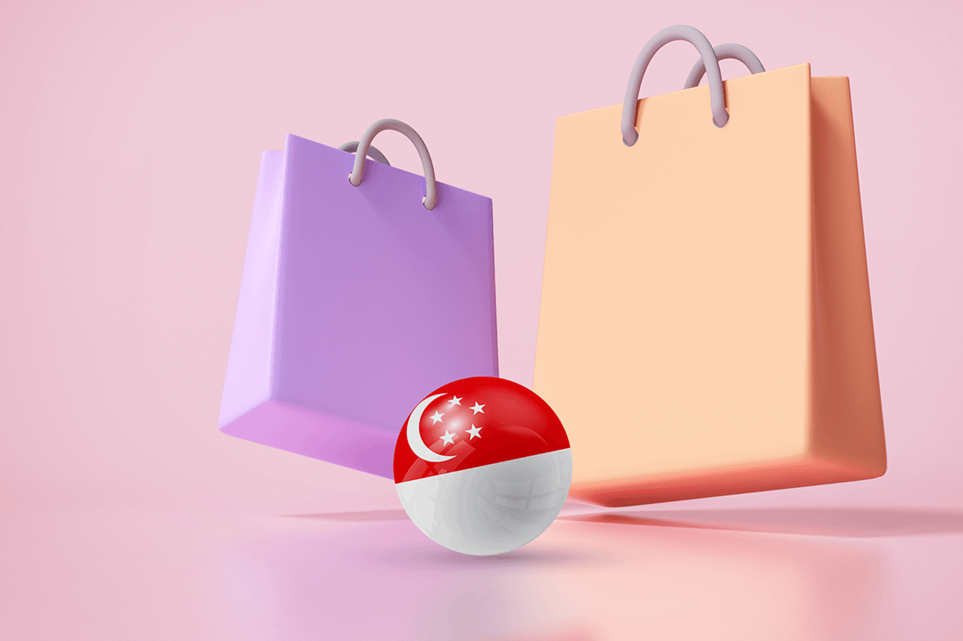 3D image of shopping bags with the Singaporean flag showcasing the top fashion influencers in Singapore