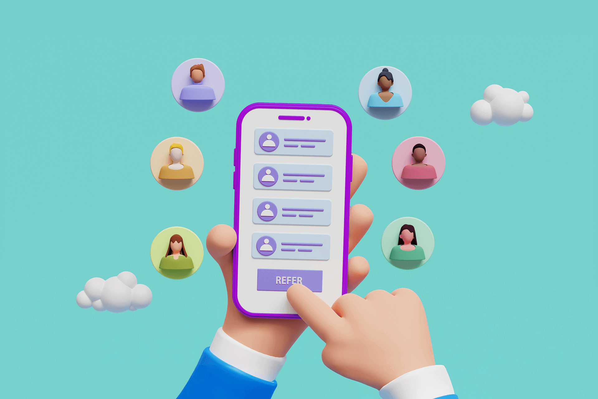 3D illustration of influencer icons on a smartphone for our blog about influencer pods