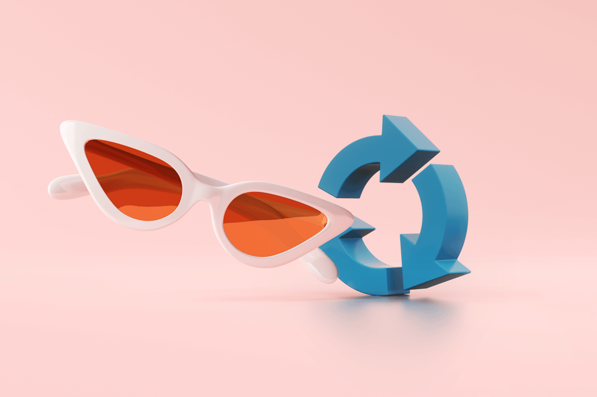 3D Illustration of a sunglasses and a recycling icon to showcase the best sustainable fashion influencers out there