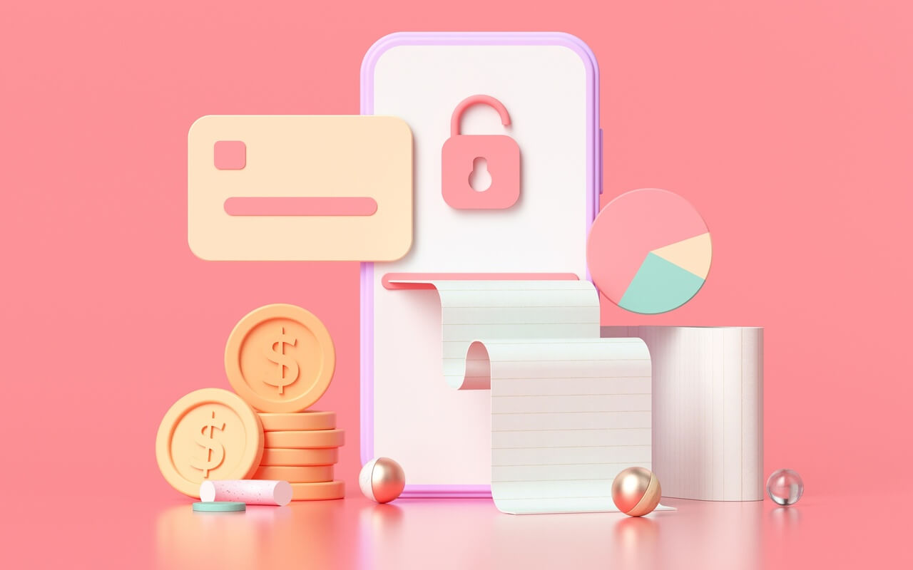 3D Illustration of icons showcasing influencer payment solutions like Klear Pay