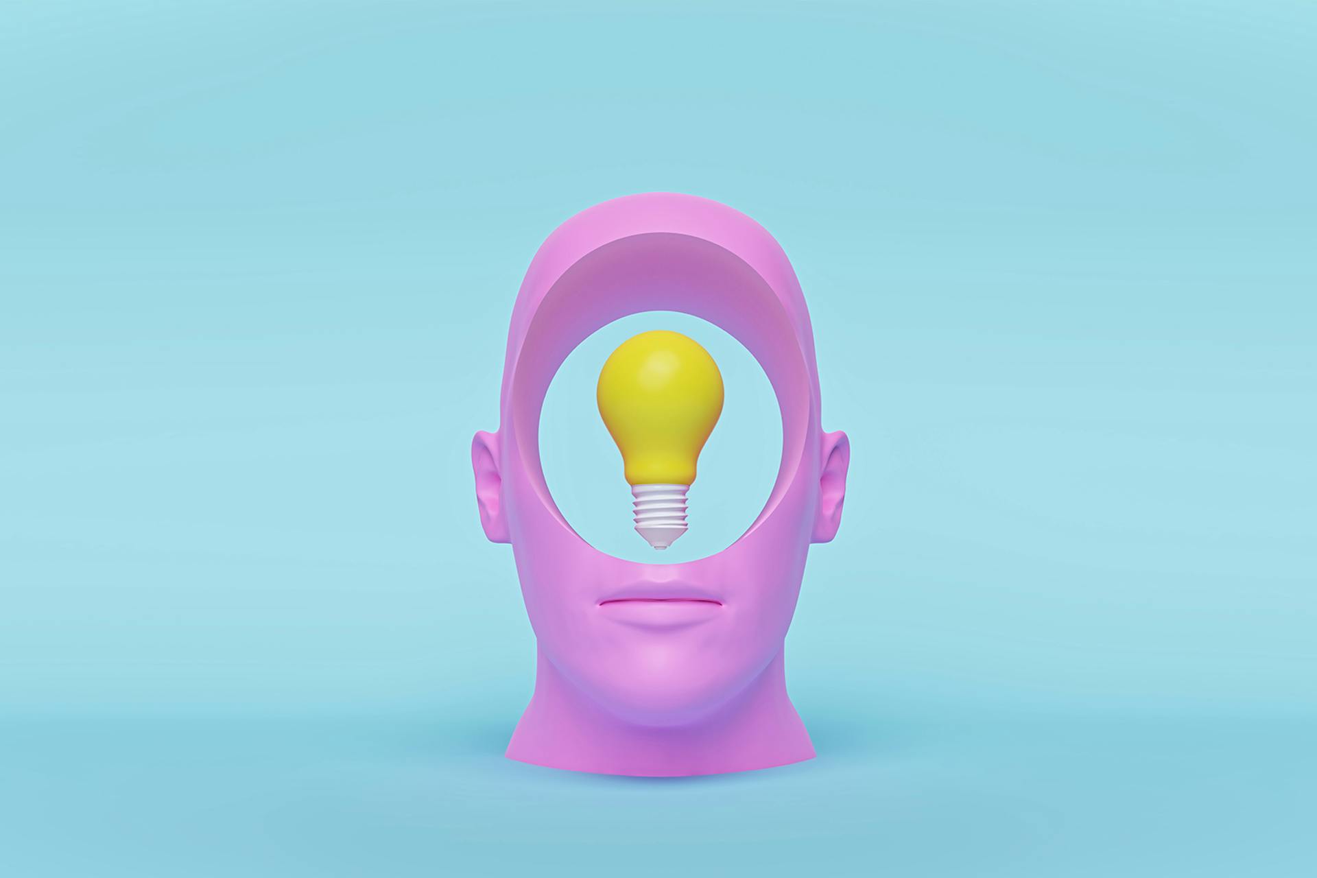 A mold of a human head but the face itself is missing. Instead, there is a hole with a lightbulb in the center. The image is like looking inside of a person to see what ideas they are thinking up, which is what this blog about the most innovative social media posts of 2023 is all about. 