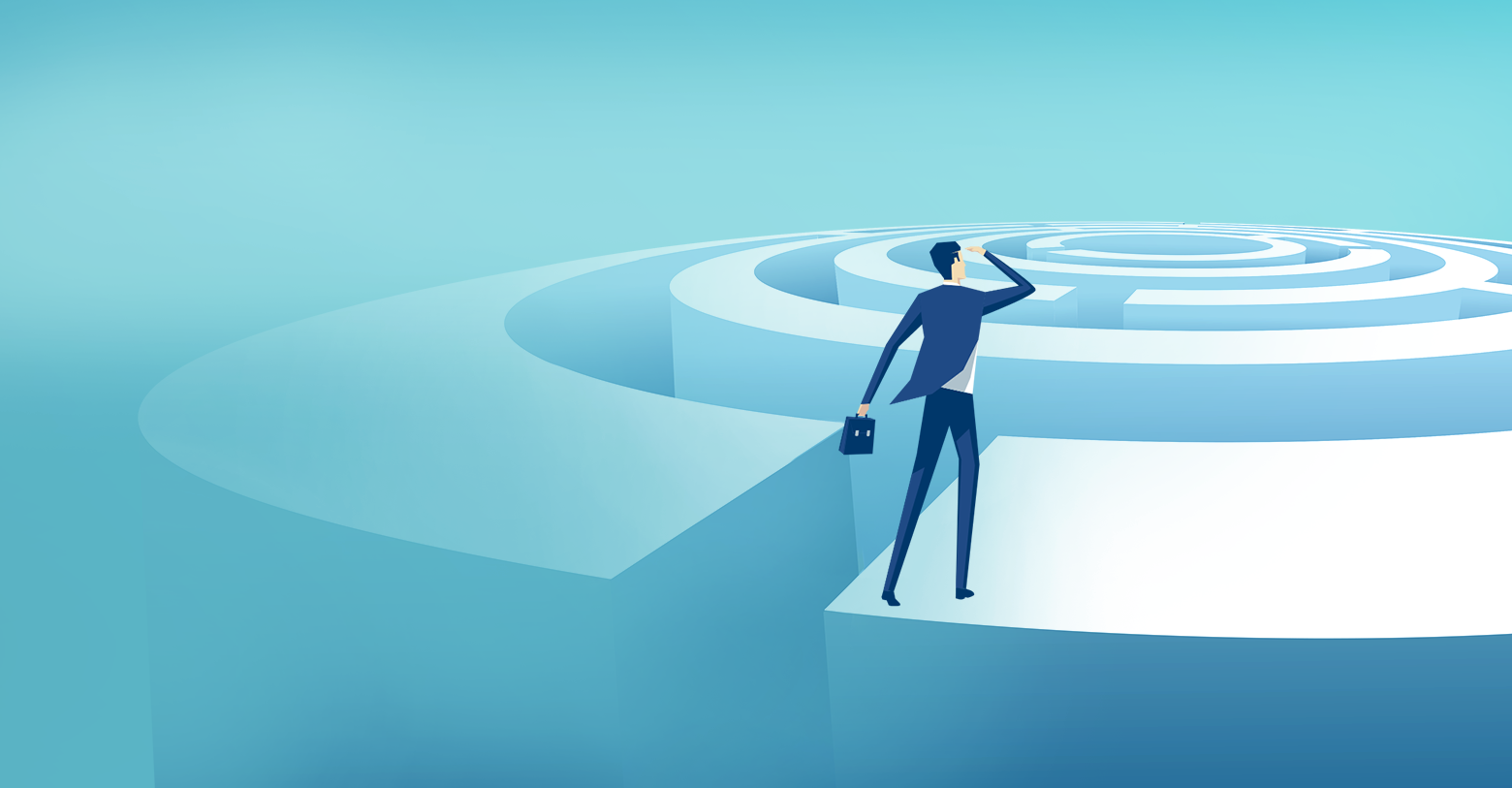 Illustration of a man staring at a maze