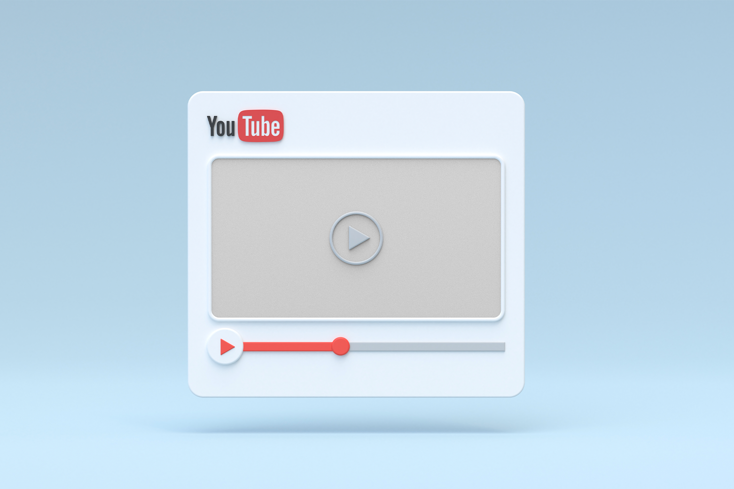 How to create and manage a YouTube channel. Image with YouTube video on blue background showing video red play bar quarter way through