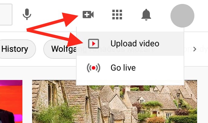Process to upload a video to YouTube step one