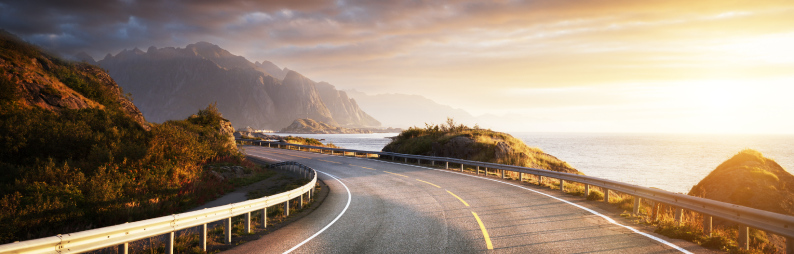 A highway at sunrise