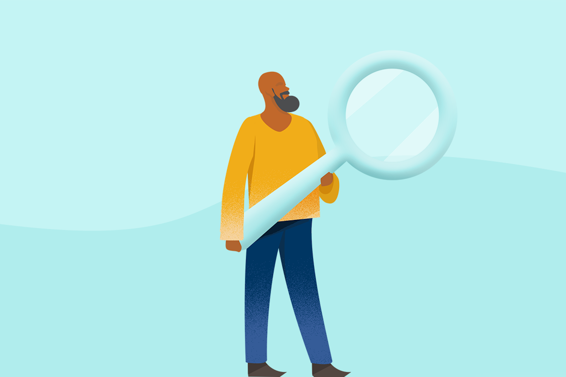 3D Illustration eines Mannes mit einer großen Lupe in seiner Hand als Titelbild zu unserem Beitrag zu den besten Tailwind Alternativen