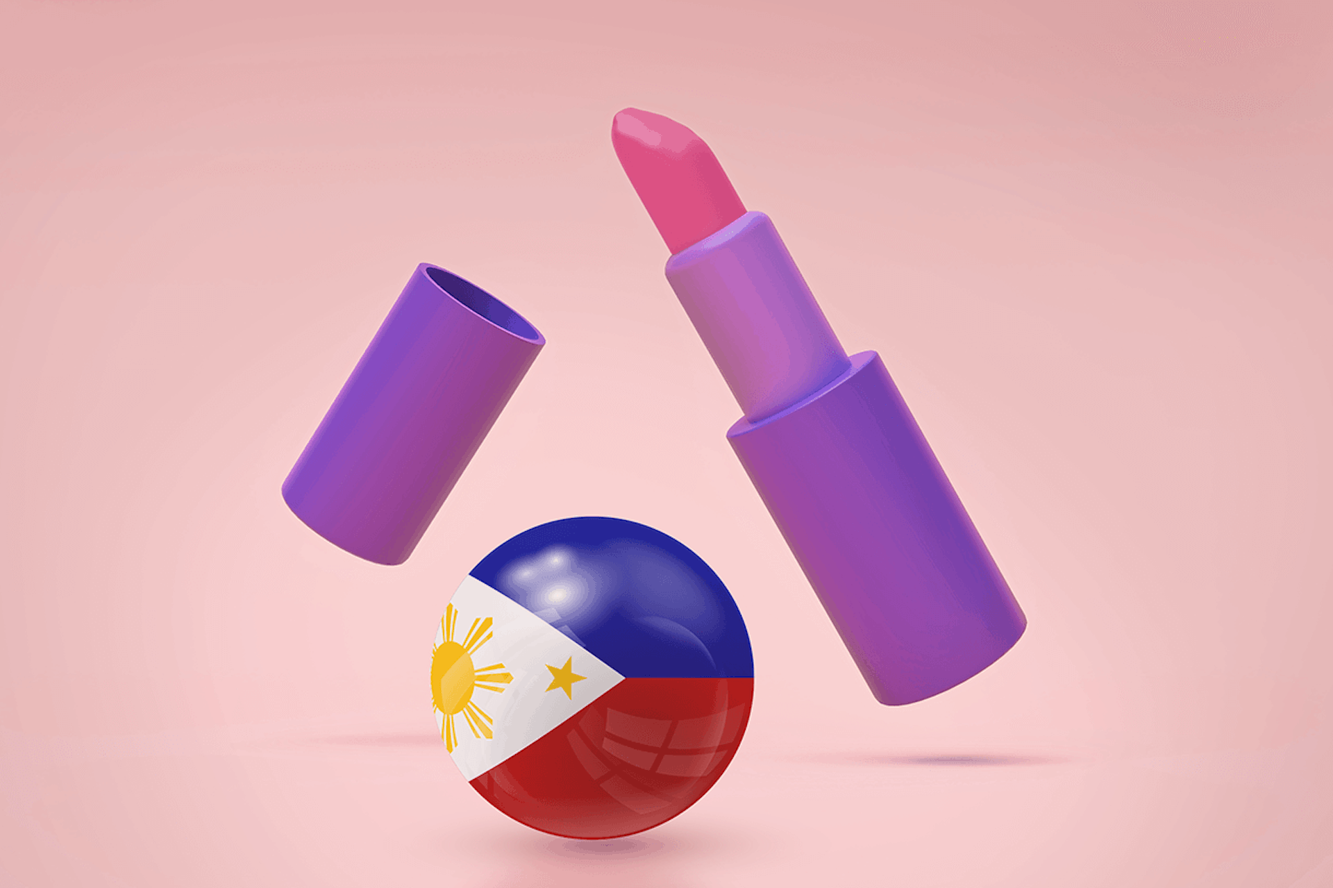 3D illustration of lipstick and the Filippino flag showcasing the top beauty influencers in the Philippines