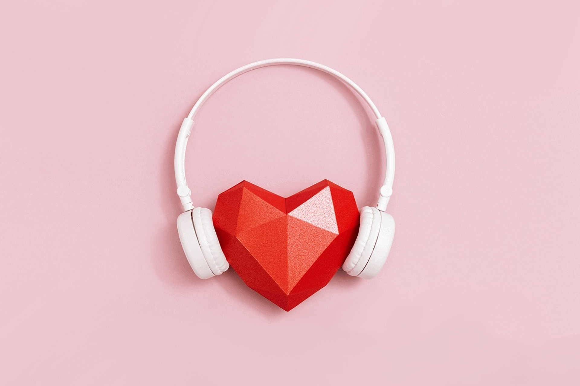 A heart wearing headphones