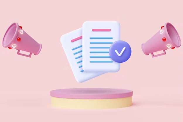 Communiqué de presse sur fond rose