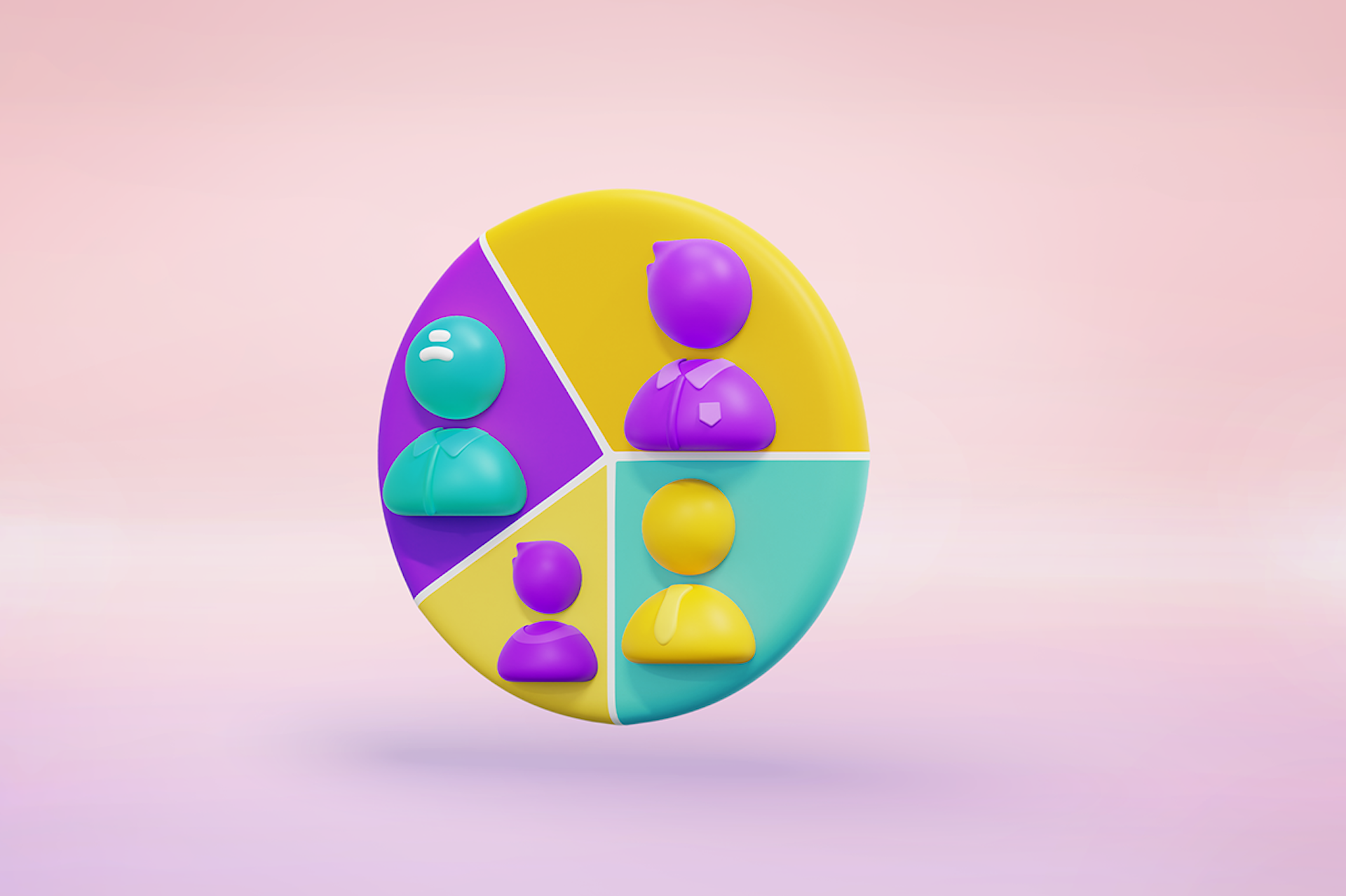 A 3D illustration of a pie chart representing customer segmentation
