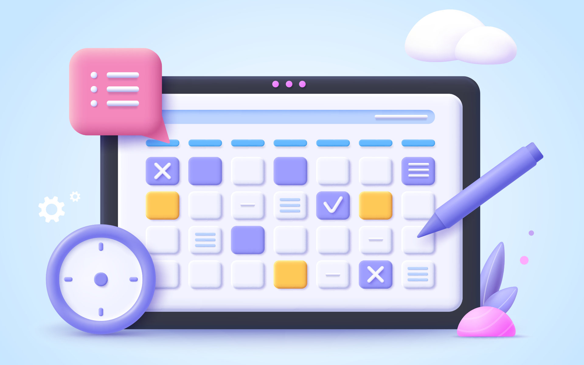 3D Illustration eines Content-Kalenders als Titelbild für unseren Content-Marketing-Strategie Blog