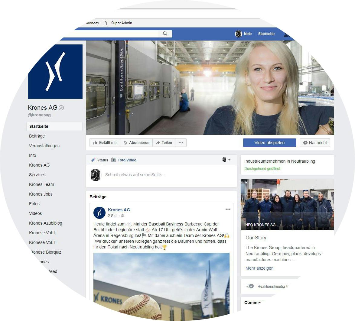 Krones AG Facebook Page Screenshot