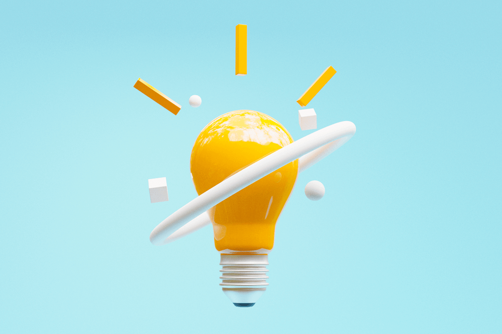 3D Illustration einer Glühbirne in unserem Sales Intelligence Guide