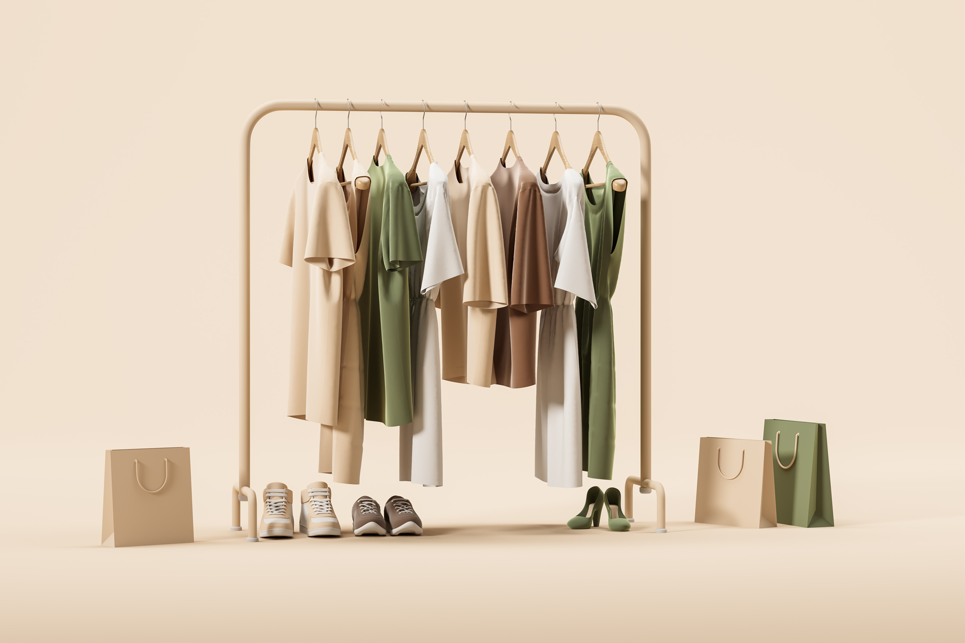 Clothes hanging on a rack