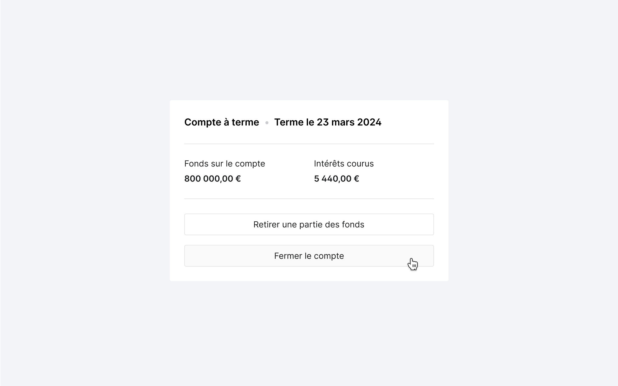 Exemple de retrait anticipé