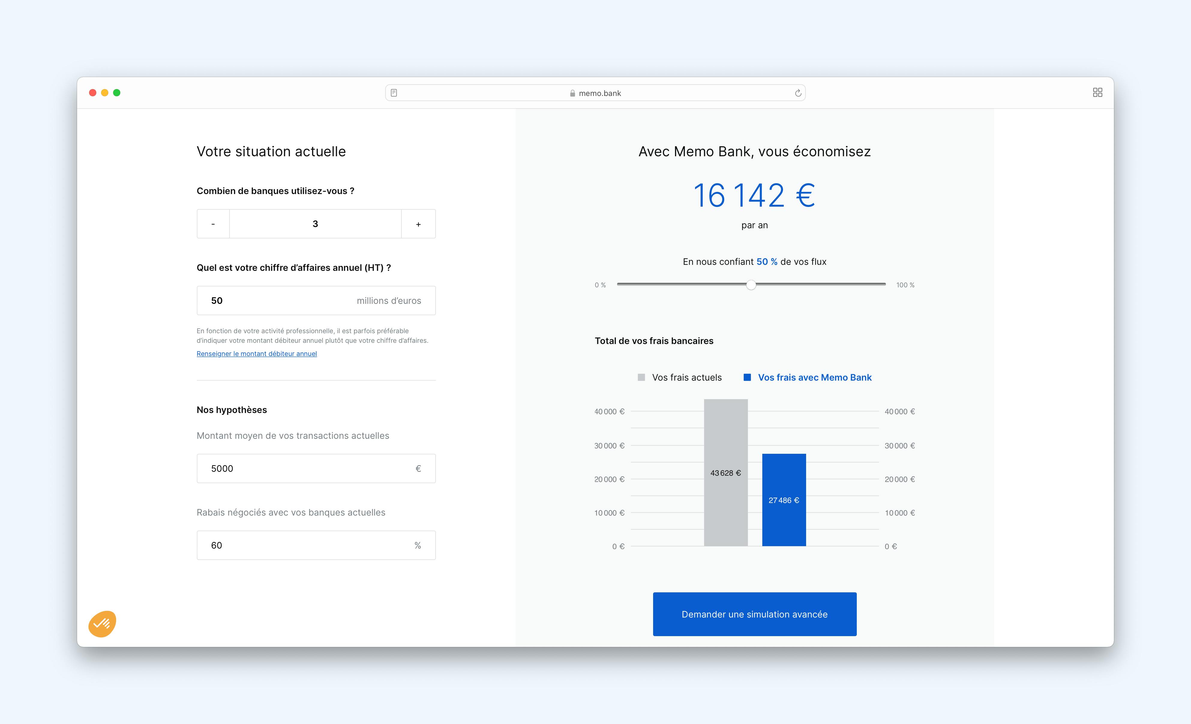 Ce client économise 16 000 € par an sur ses frais bancaires totaux en nous confiant 50 % de ses flux