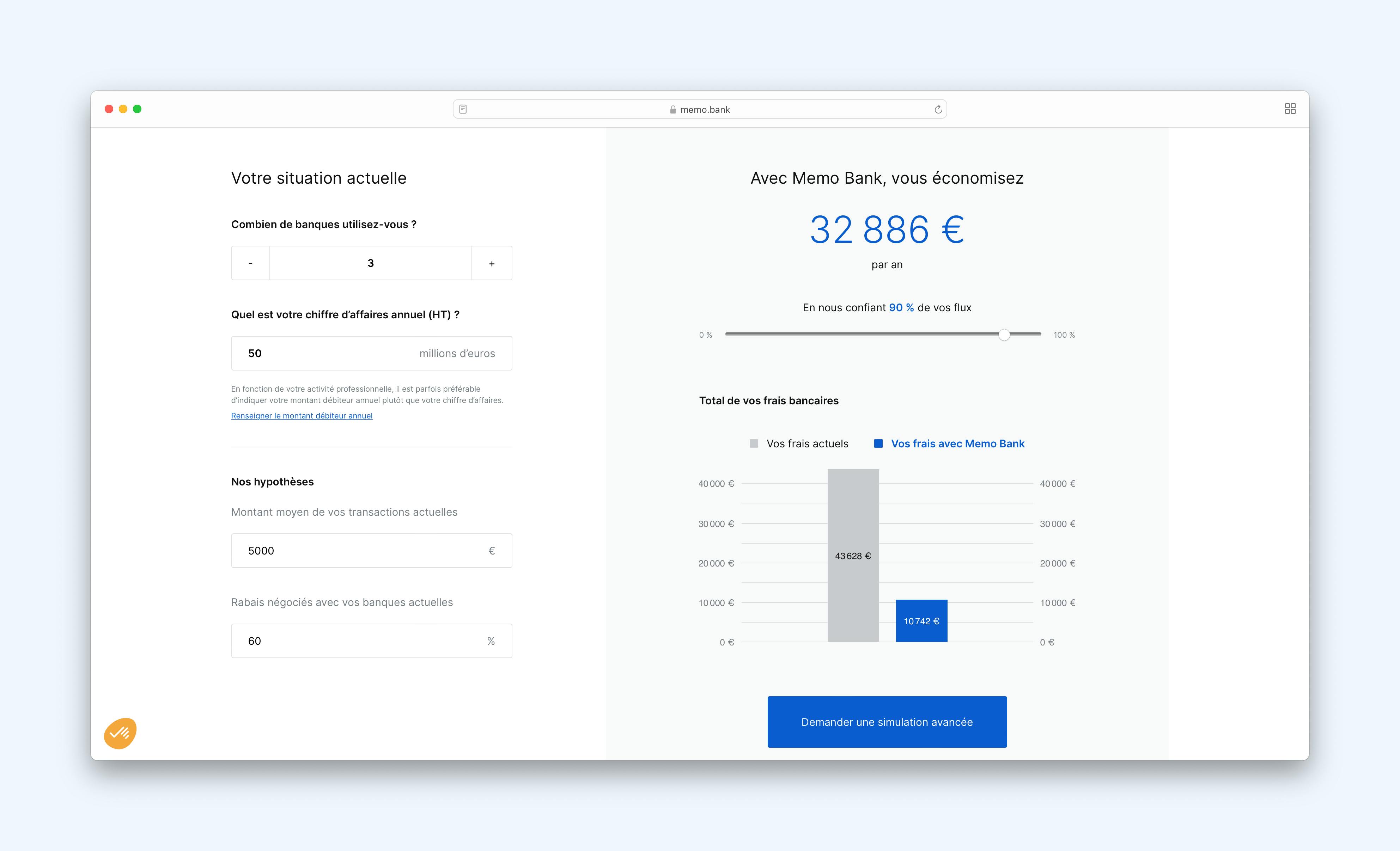 Ce même client peut économiser jusqu’à 32 000 € par an s’il nous confie 90 % de ses flux