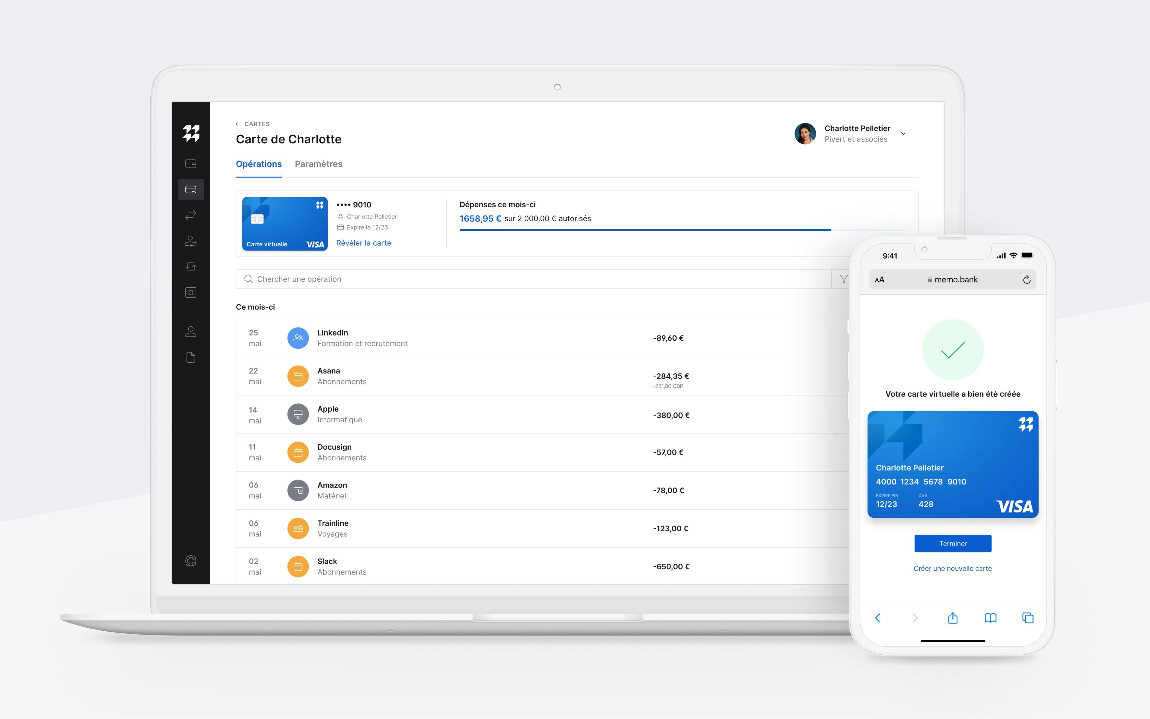 Pas besoin de vous connecter sur un site à part pour accéder à vos cartes Memo Bank.