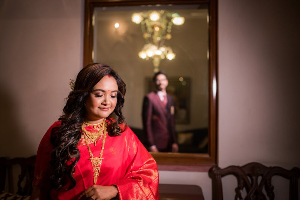 Bengali bridal reception Look