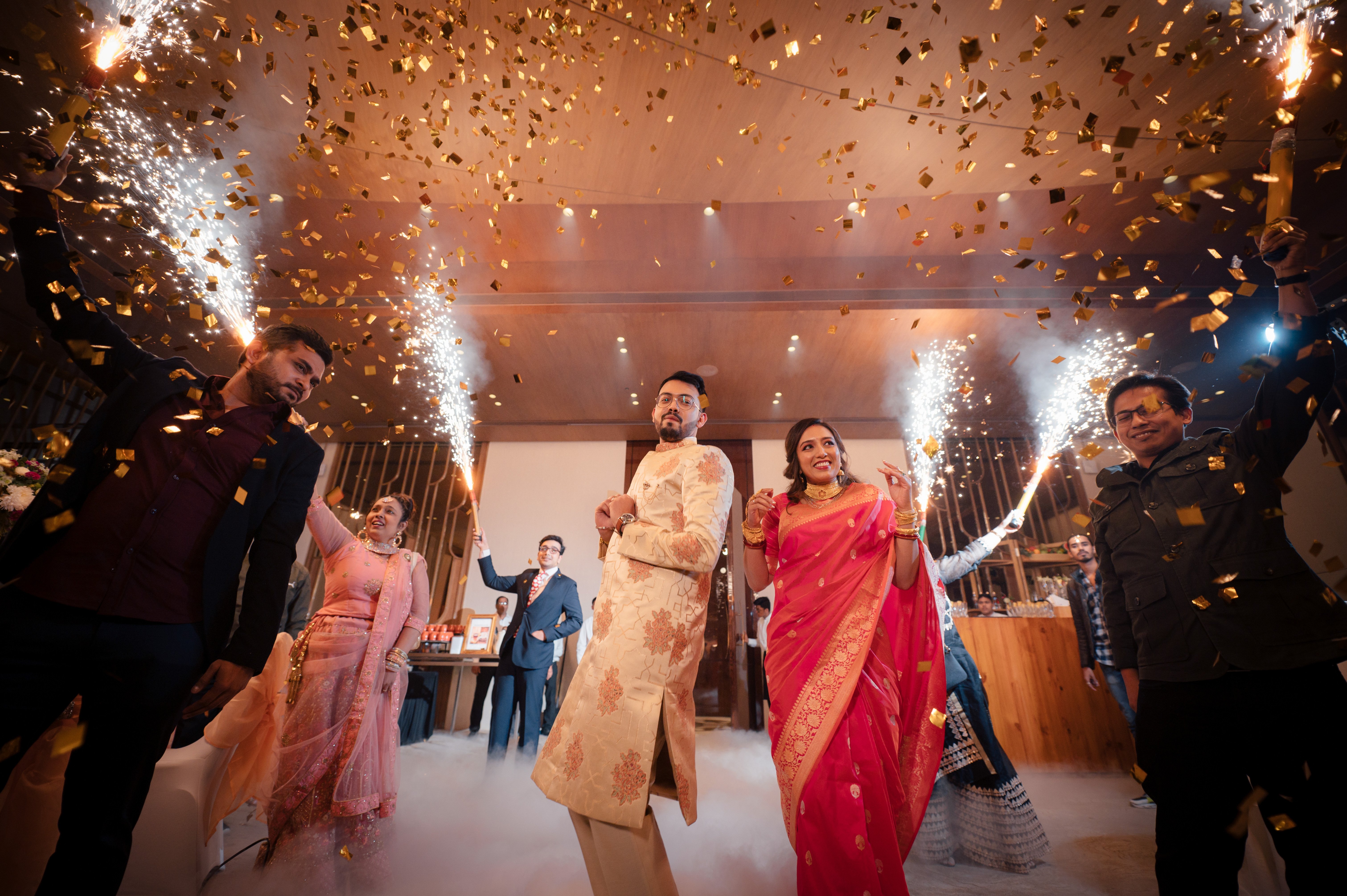 Candid pic of Bengali couple reception wedding day