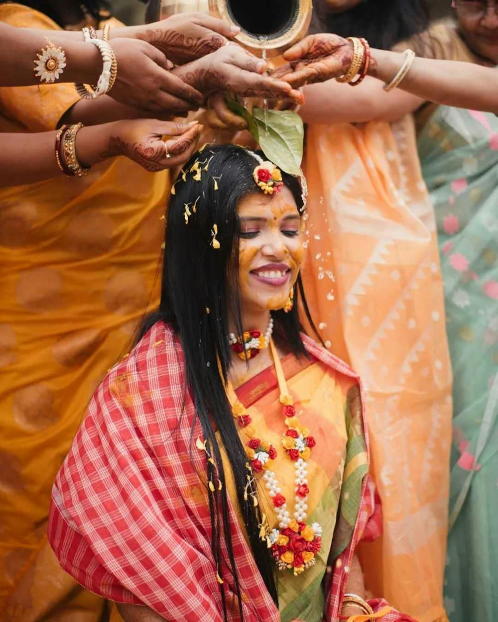 Bridal Haldi poses for wedding photos